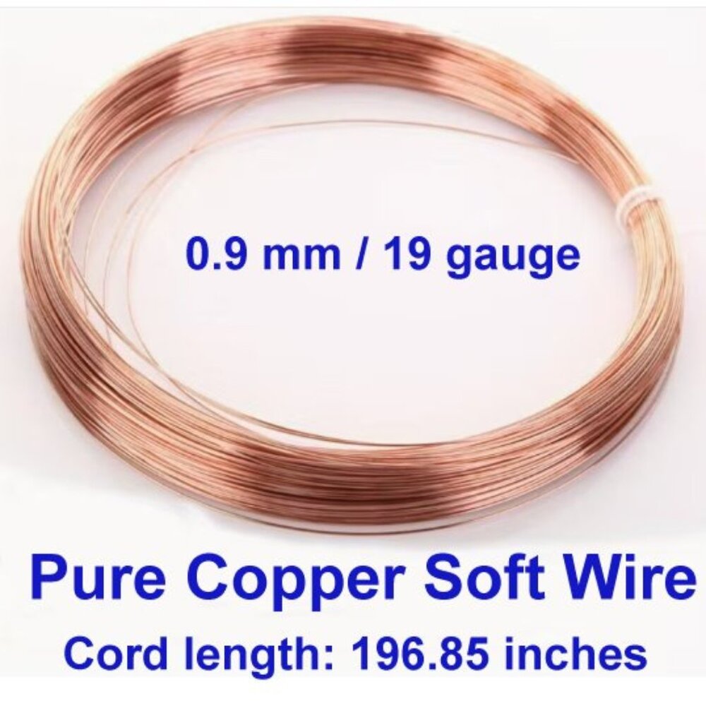 Pure Copper Wire 0.9 mm / 19 gauge Cord length: 196.85 inches